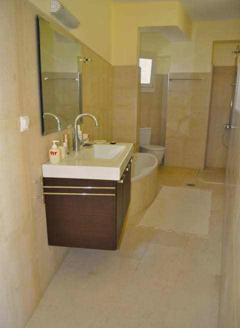 Deluxe Apartment | Bathroom | Hair dryer, towels