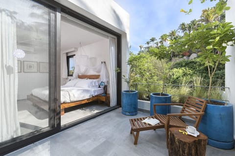 Private patio on the upper suite. Tempur King bed, fluffy towels, pure comfort