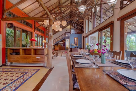 Long view of main room from dining table. 