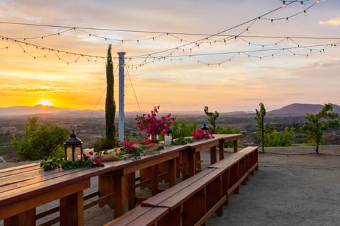 Vineyard dining area overlooking
Temecula valley and wine-country.