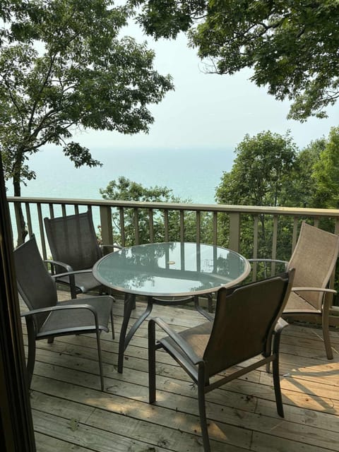 Deck overlooking lake Michigan and Manitou islands
