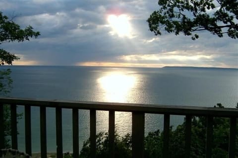 View of Lk Michigan & So, Manitau Island from the deck.