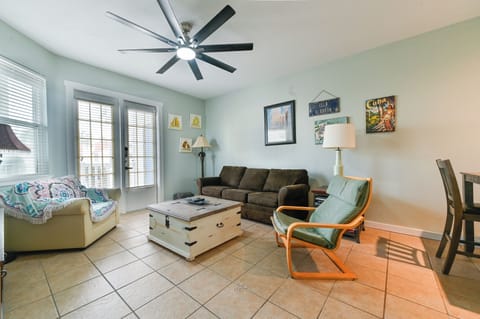 Living area with sleeper sofa & patio access