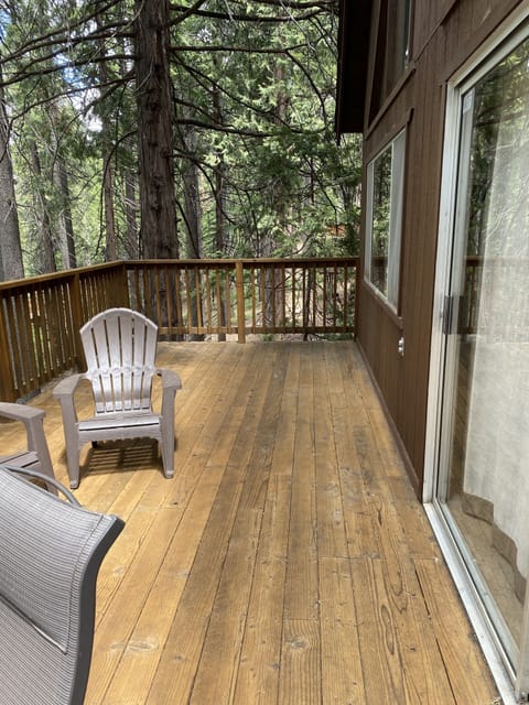Deck area of cabin with chairs