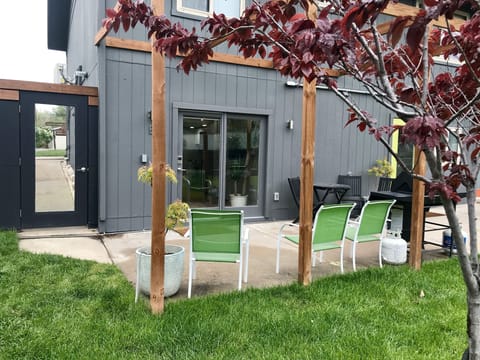 Patio seating and your private entrance. 