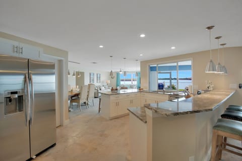 Breakfast bars with stools on both sides.