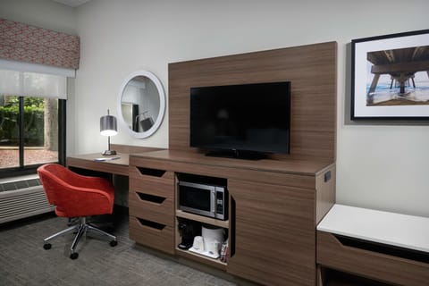 Desk, blackout drapes, soundproofing, iron/ironing board