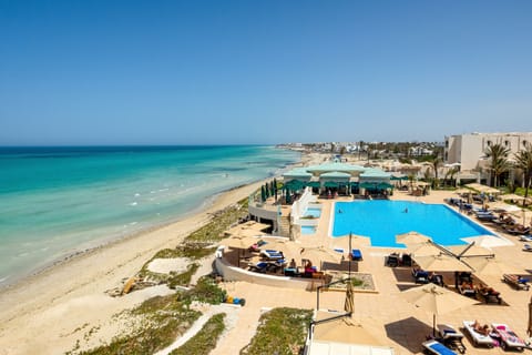 Private beach, white sand, sun loungers, beach umbrellas