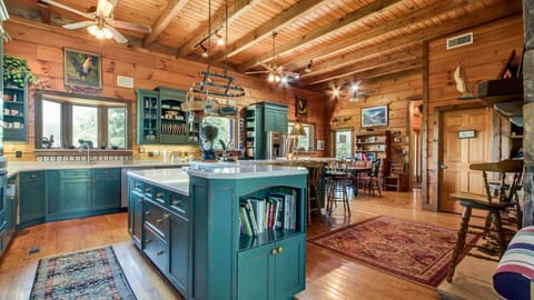 The oversized kitchen with essentials is ready for your group.