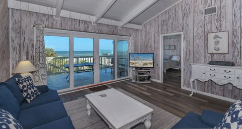 Living room with wood paneling