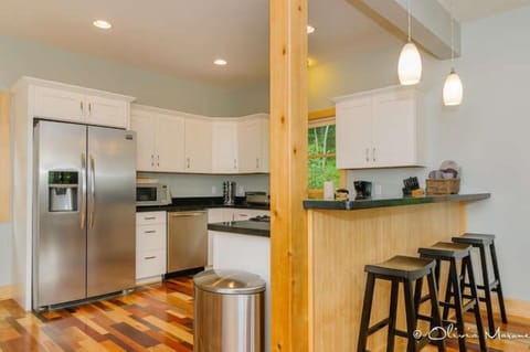 Modern kitchen is equipped with all the basics and then some.