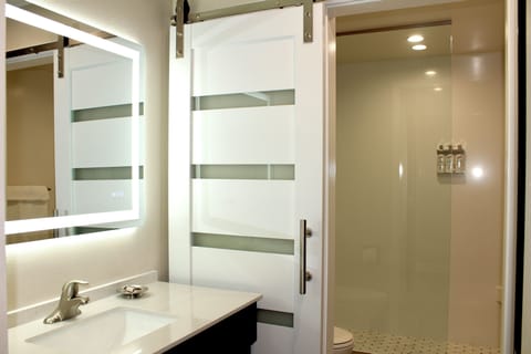 Room, 1 King Bed, Non Smoking | Bathroom | Combined shower/tub, free toiletries, hair dryer, towels