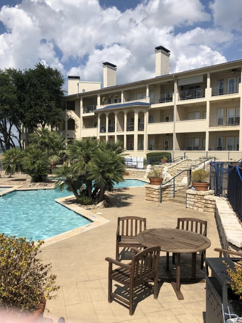 One of the two outdoor pools and hot tubs