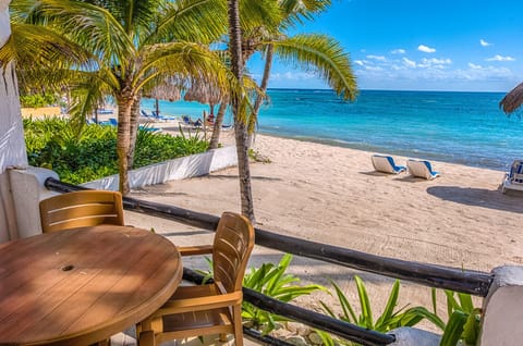 View from the patio ground floor - Luna Azul condo 1 Half Moon Bay beach Akumal Mexico 2 bedroom vacation rental