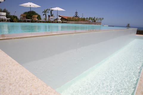 Seasonal outdoor pool, open 8:00 AM to 8:00 PM, pool umbrellas