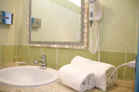 Shower, free toiletries, hair dryer, bidet