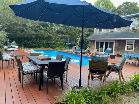 July 2025 Deck dining, relaxing and pool