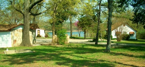 stone wall is back of cottage