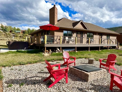 Front of house with fire pit - summer