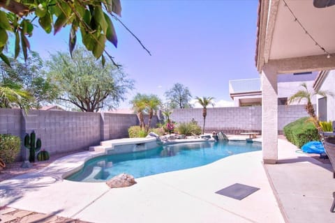 Backyard oasis with deep end pool