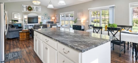 Kitchen with huge 9 foot island and seating for 3