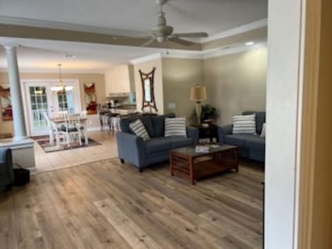 Large open living and dining area