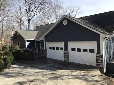 Front of house with new siding