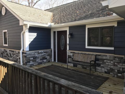 Front of house with new stone