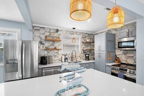 Newly remodeled kitchen with stainless steel appliances