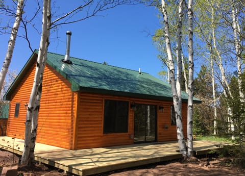 Side of Cabin with walk out deck.