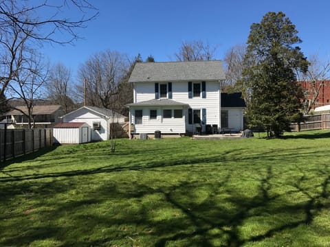 Rear of House, Fenced in Back Yard for Pets.