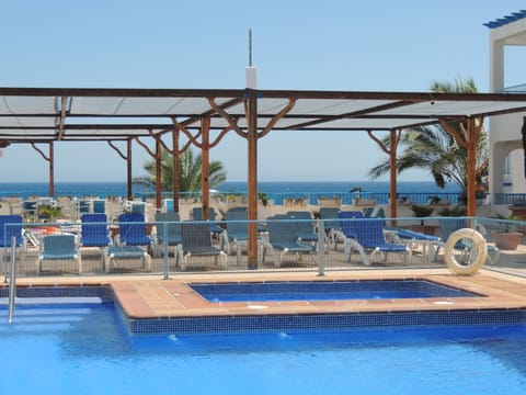 Outdoor pool, sun loungers
