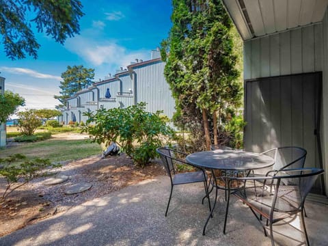 Private patio with view of the water