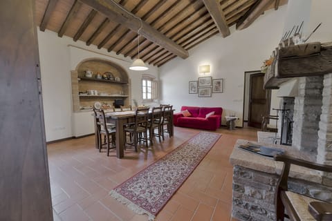 One of the 3 livingrooms inside the COLONICA VILLA - with FIREPLACE!