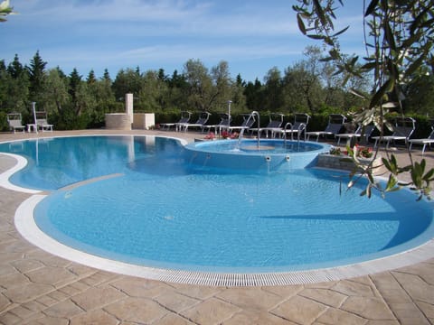 Seasonal outdoor pool, open 8:00 AM to 7:00 PM, pool umbrellas