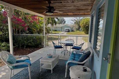 Enjoy morning coffee and evening cocktails here on the covered patio.