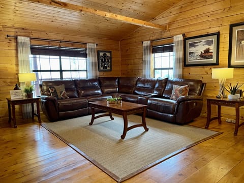 Nicely decorated open space with recliners.