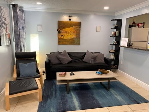 Open living room with fold out couch