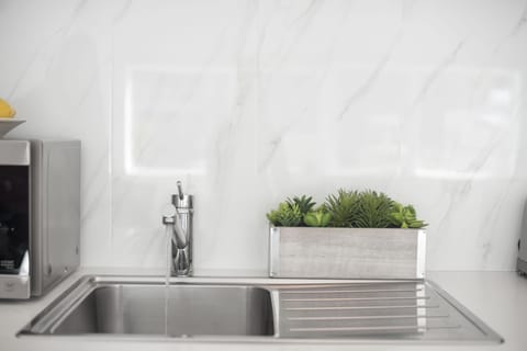 Full-size fridge, microwave, stovetop, dishwasher