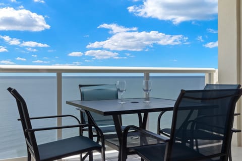 Balcony/Lanai looking directly out over the beach at the ocean