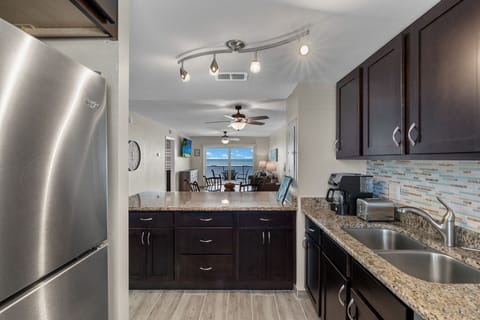 Brand new kitchen looking towards the beach