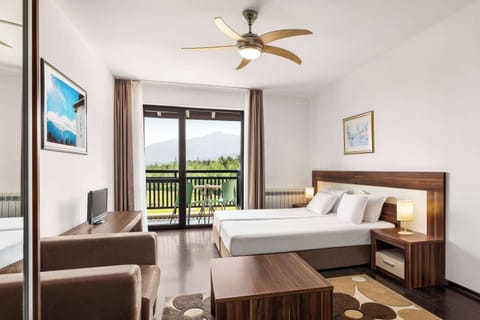 Premium bedding, memory foam beds, in-room safe, desk