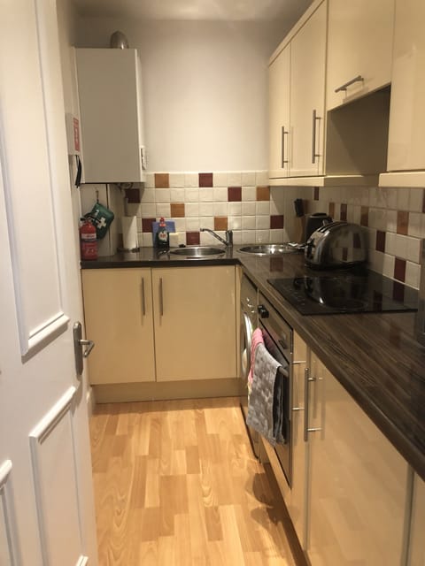 Fridge, microwave, oven, electric kettle