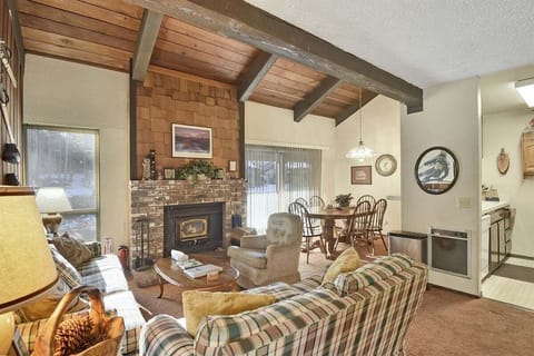 Living Room with Wood Burning Fireplace
