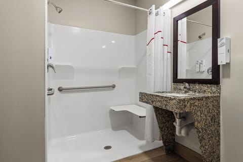 Superior Room, 2 Double Beds, Accessible, Non Smoking (Roll-In Shower) | Bathroom | Free toiletries, hair dryer, towels