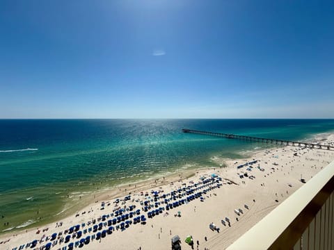View of the beach & gulf from the private 19th floor balcony