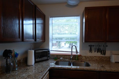 The Granite countertops make the space shine.