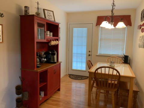 Dining area with coffee bar.