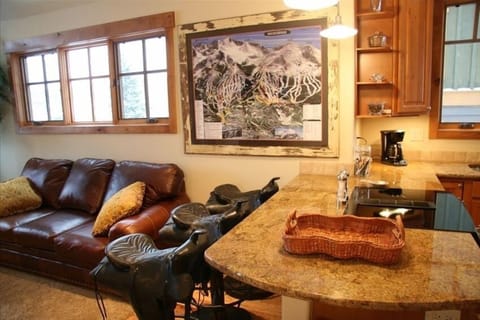 Check out the bar stools.  Saddle up with a cool one and look at the ski map.