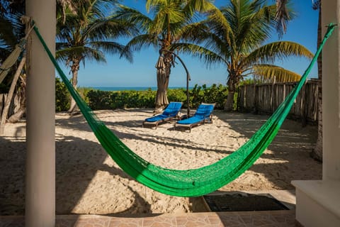 Private beach: lounge chairs & hamacas